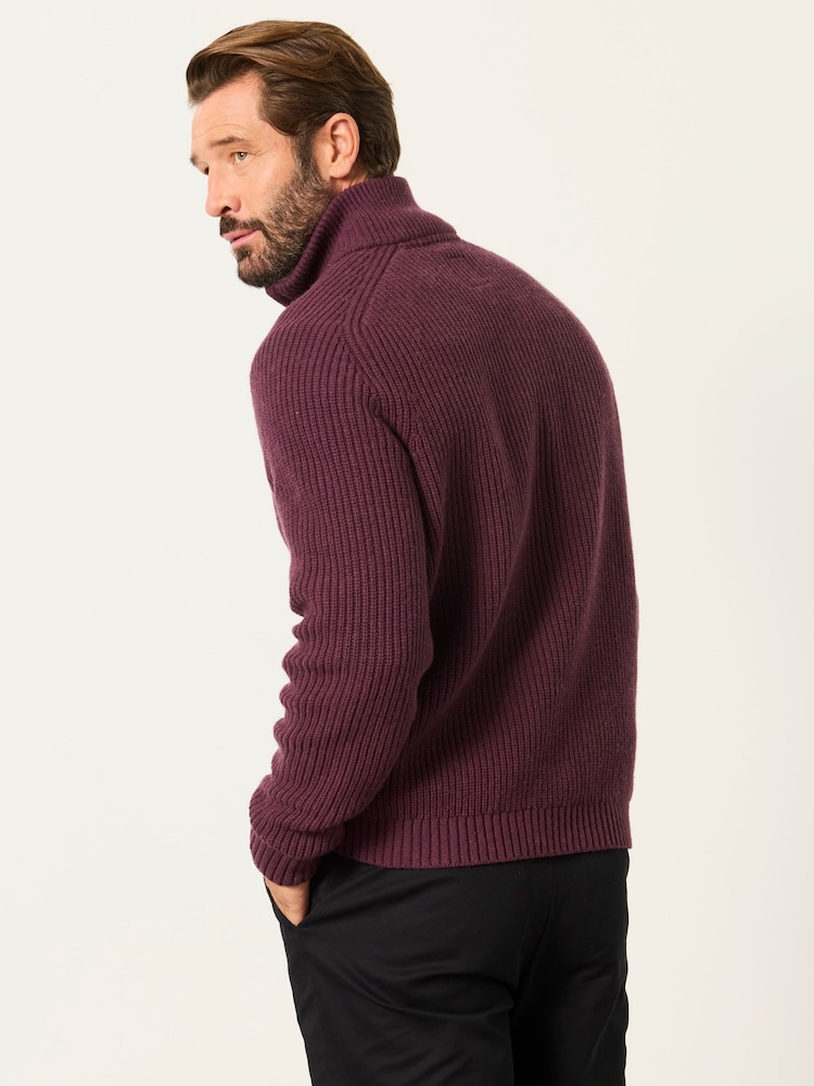 FatFace Ember Dusky Purple Half Neck Knitted Jumper - Image 2 of 6 FatFace Ember Dusky Purple Half Neck Knitted Jumper - Image 2 of 6