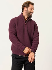 FatFace Ember Dusky Purple Half Neck Knitted Jumper - Image 3 of 6