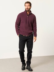 FatFace Ember Dusky Purple Half Neck Knitted Jumper - Image 4 of 6
