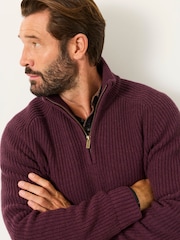 FatFace Ember Dusky Purple Half Neck Knitted Jumper - Image 5 of 6