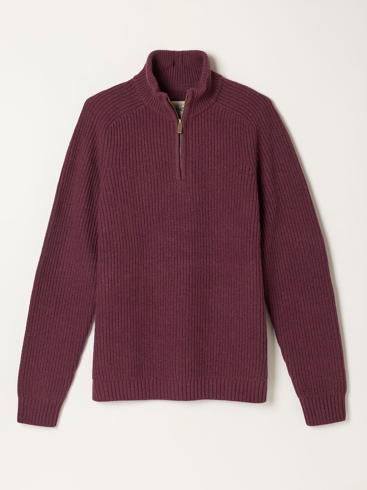 Viola scuro - Maglione lavorato a maglia FatFace con collo a mezzo collo - Immagine 7 di 7 Viola scuro - Maglione lavorato a maglia FatFace con collo a mezzo collo - Immagine 7 di 7