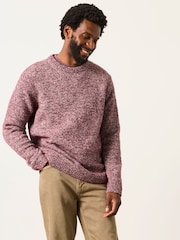 FatFace Milport Burgundy Red Knitted Crew Neck Jumper - Image 1 of 7