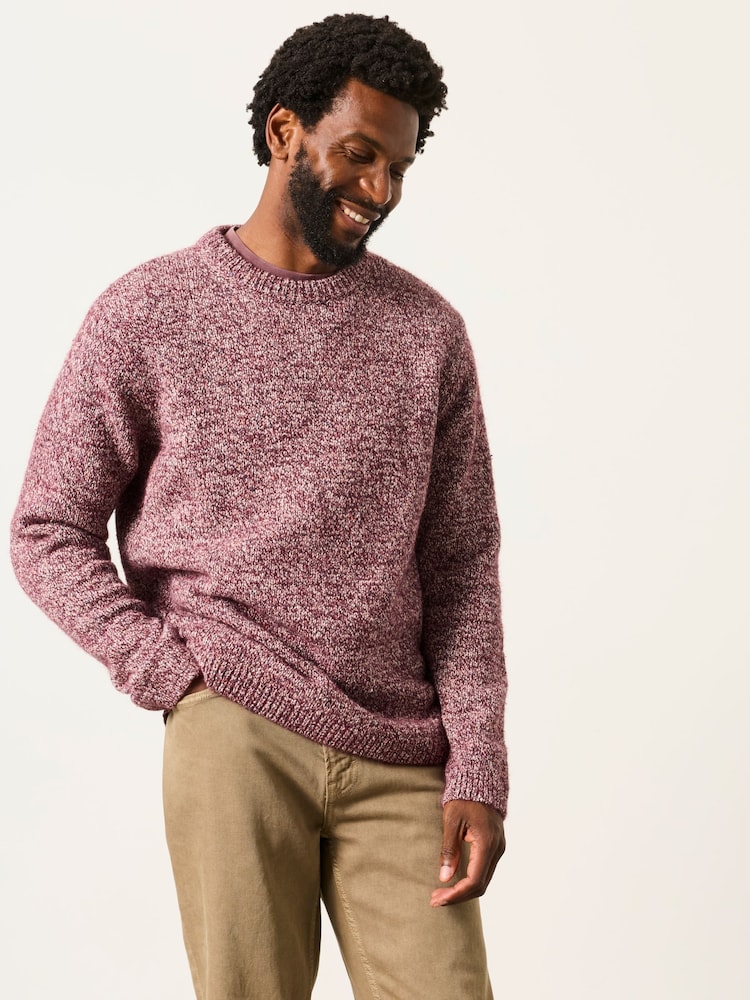 FatFace Milport Burgundy Red Knitted Crew Neck Jumper - Image 1 of 7 FatFace Milport Burgundy Red Knitted Crew Neck Jumper - Image 1 of 7