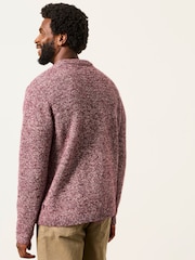 FatFace Milport Burgundy Red Knitted Crew Neck Jumper - Image 2 of 7