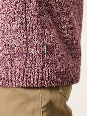FatFace Milport Burgundy Red Knitted Crew Neck Jumper - Image 3 of 7