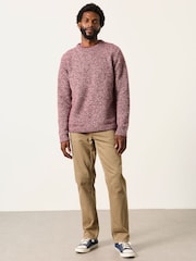 FatFace Milport Burgundy Red Knitted Crew Neck Jumper - Image 4 of 7