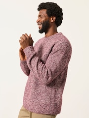 FatFace Milport Burgundy Red Knitted Crew Neck Jumper - Image 5 of 7