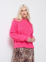SCAMP & DUDE Pink Cable Knit Cropped Jumper - Image 1 of 5