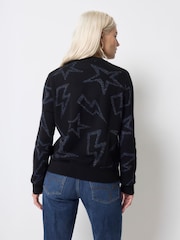 SCAMP & DUDE Black Knitted Lurex Jumper with Metallic Rainbow Star and Lightning Bolt - Image 3 of 5