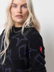 SCAMP & DUDE Black Knitted Lurex Jumper with Metallic Rainbow Star and Lightning Bolt - Image 5 of 5