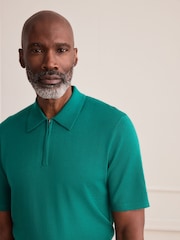 Green Signature Merino Quarter Zip Polo Shirt - Image 1 of 8