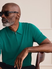 Green Signature Merino Quarter Zip Polo Shirt - Image 2 of 8
