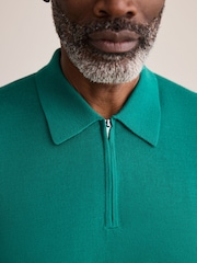 Green Signature Merino Quarter Zip Polo Shirt - Image 5 of 8