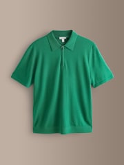 Green Signature Merino Quarter Zip Polo Shirt - Image 6 of 8