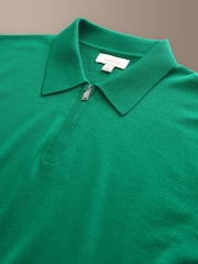 Green Signature Merino Quarter Zip Polo Shirt - Image 8 of 8