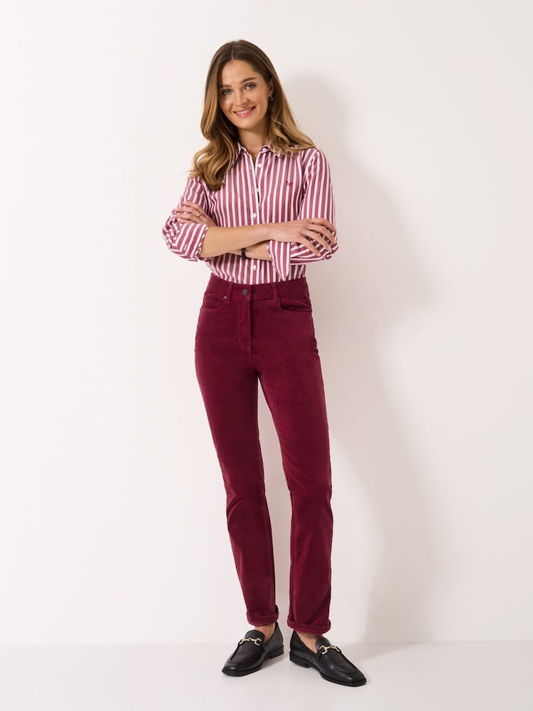 Crew Clothing Red Velvet Trousers - Image 1 of 5 Crew Clothing Red Velvet Trousers - Image 1 of 5