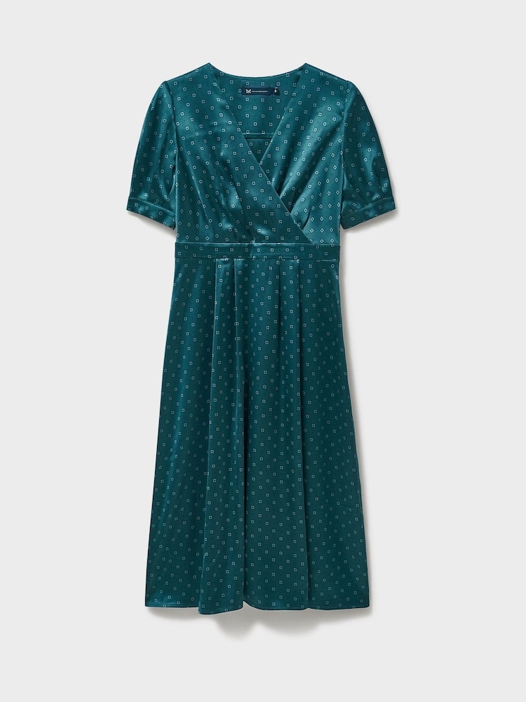 Crew Clothing Green Siobhan Satin Wrap-Front Dress - Image 6 of 6 Crew Clothing Green Siobhan Satin Wrap-Front Dress - Image 6 of 6