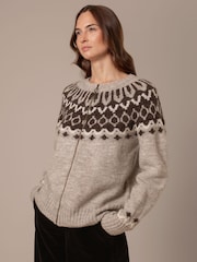 Celtic & Co Natural Brit Wool Chevron Yoke Cardigan - Image 2 of 9
