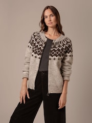 Celtic & Co Natural Brit Wool Chevron Yoke Cardigan - Image 3 of 9