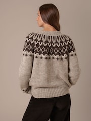 Celtic & Co Natural Brit Wool Chevron Yoke Cardigan - Image 4 of 9