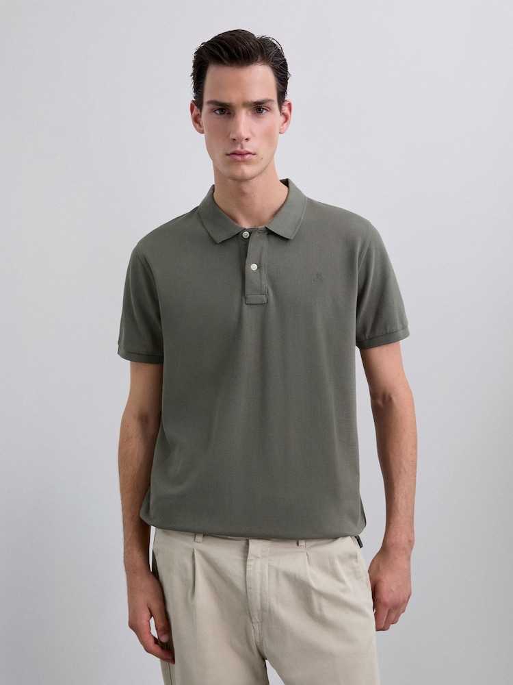 Scalpers Light Green Basic Skull Polo Shirt - Image 1 of 4 Scalpers Light Green Basic Skull Polo Shirt - Image 1 of 4