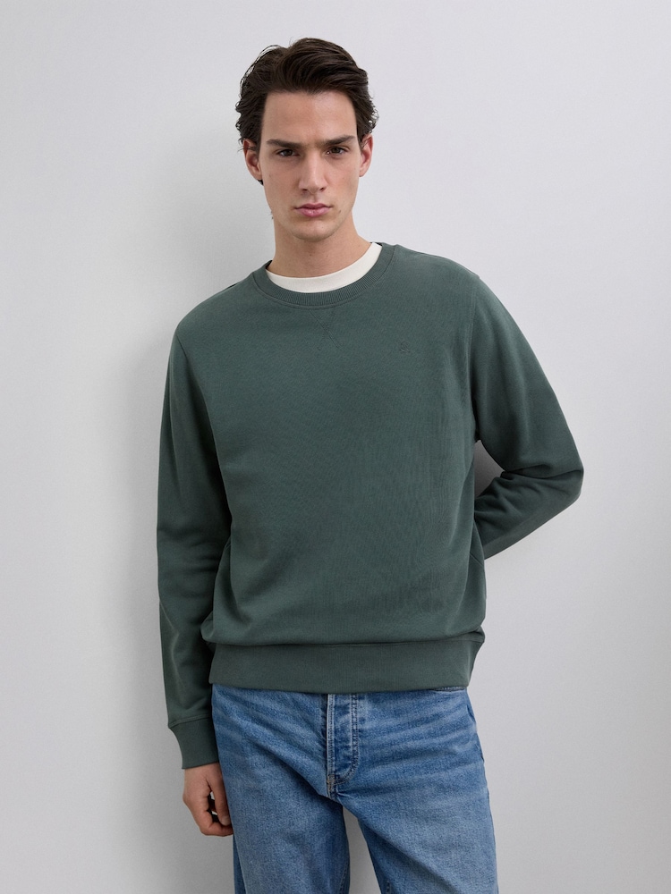 Scalpers Green Embroidered Skull Sweatshirt - Image 1 of 4 Scalpers Green Embroidered Skull Sweatshirt - Image 1 of 4