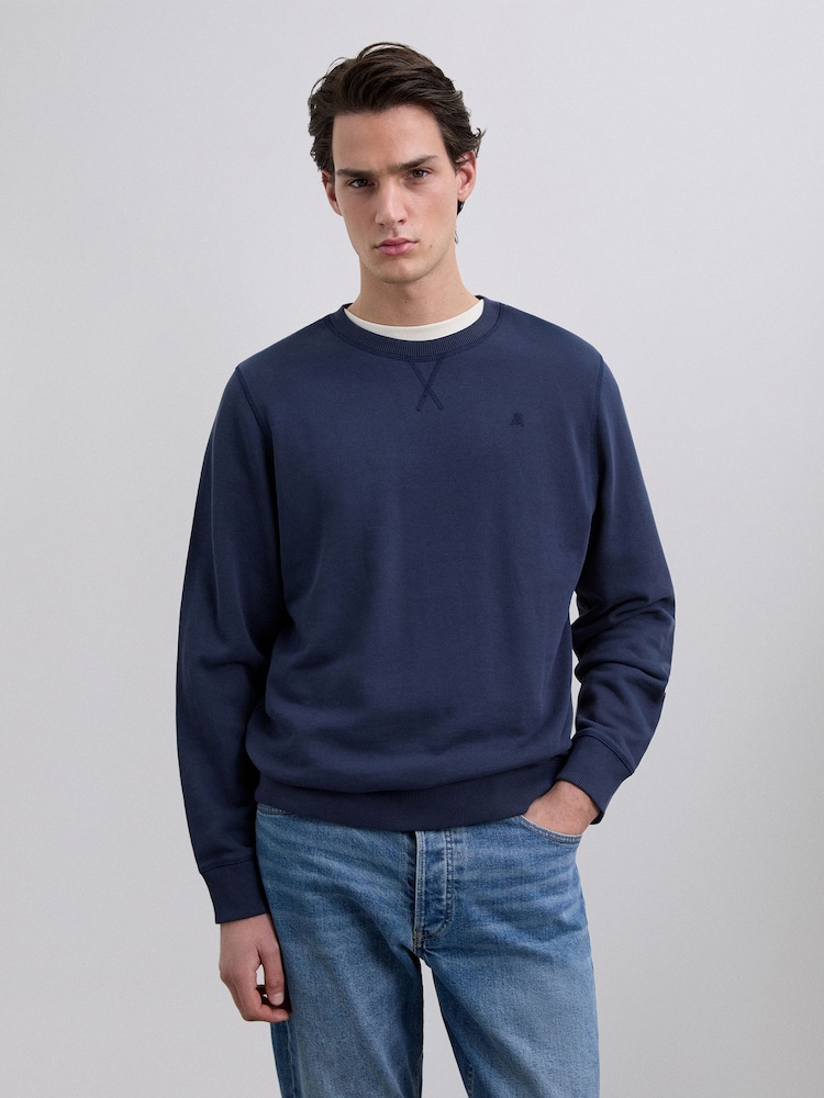 Scalpers Blue Embroidered Skull Sweatshirt - Image 1 of 4 Scalpers Blue Embroidered Skull Sweatshirt - Image 1 of 4