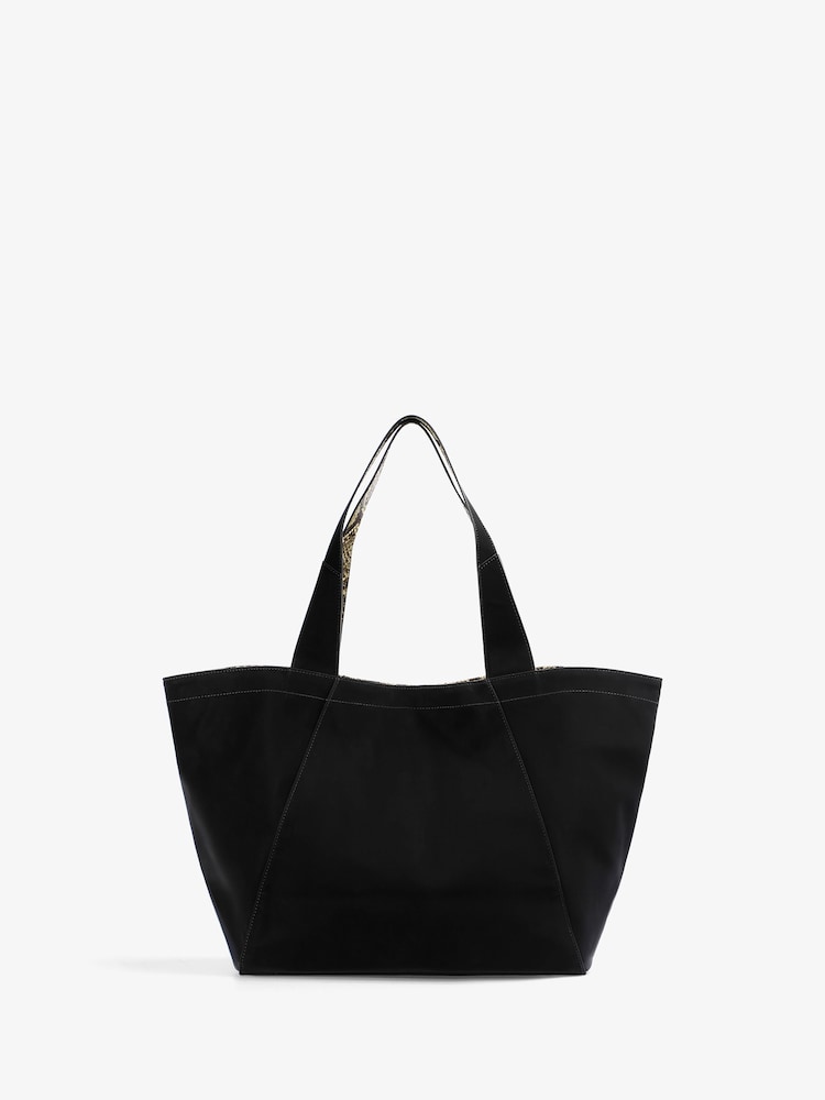 Scalpers Black Animal Print Detail Shopper Bag - Image 2 of 5