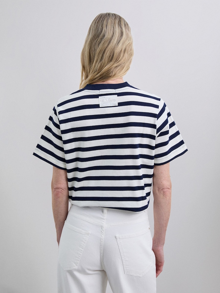 Scalpers Blue Striped T-Shirt - Image 2 of 4 Scalpers Blue Striped T-Shirt - Image 2 of 4