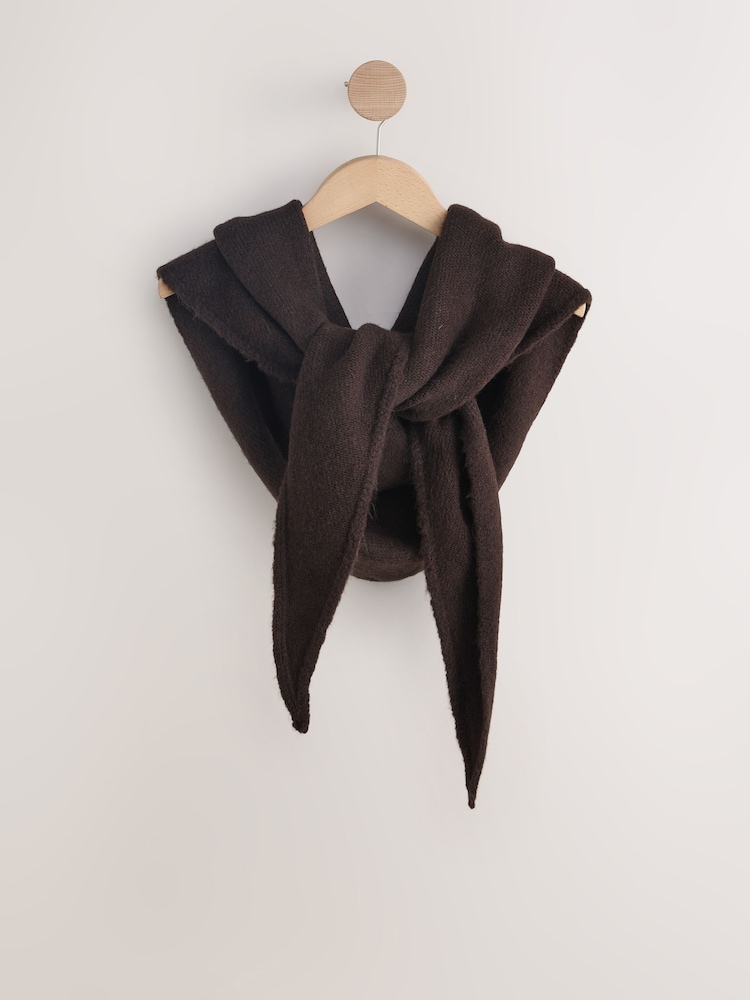 Chocolate Brown Knitted Midweight Triangle Scarf - Image 1 of 3