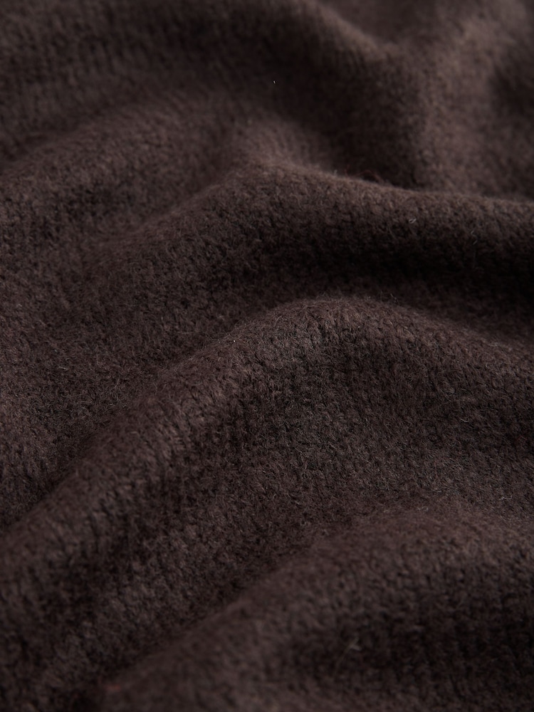 Chocolate Brown Knitted Midweight Triangle Scarf - Image 3 of 3