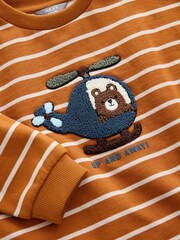 Tan Brown Stripe Bear All-Over Print Crew Neck Sweatshirt (3mths-7yrs) - Image 3 of 4