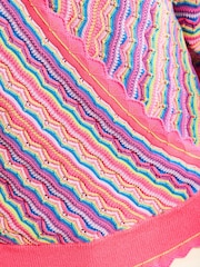 Love & Roses Pink And Purple Short Sleeve Striped Wrap Front Knitted Top - Image 2 of 5