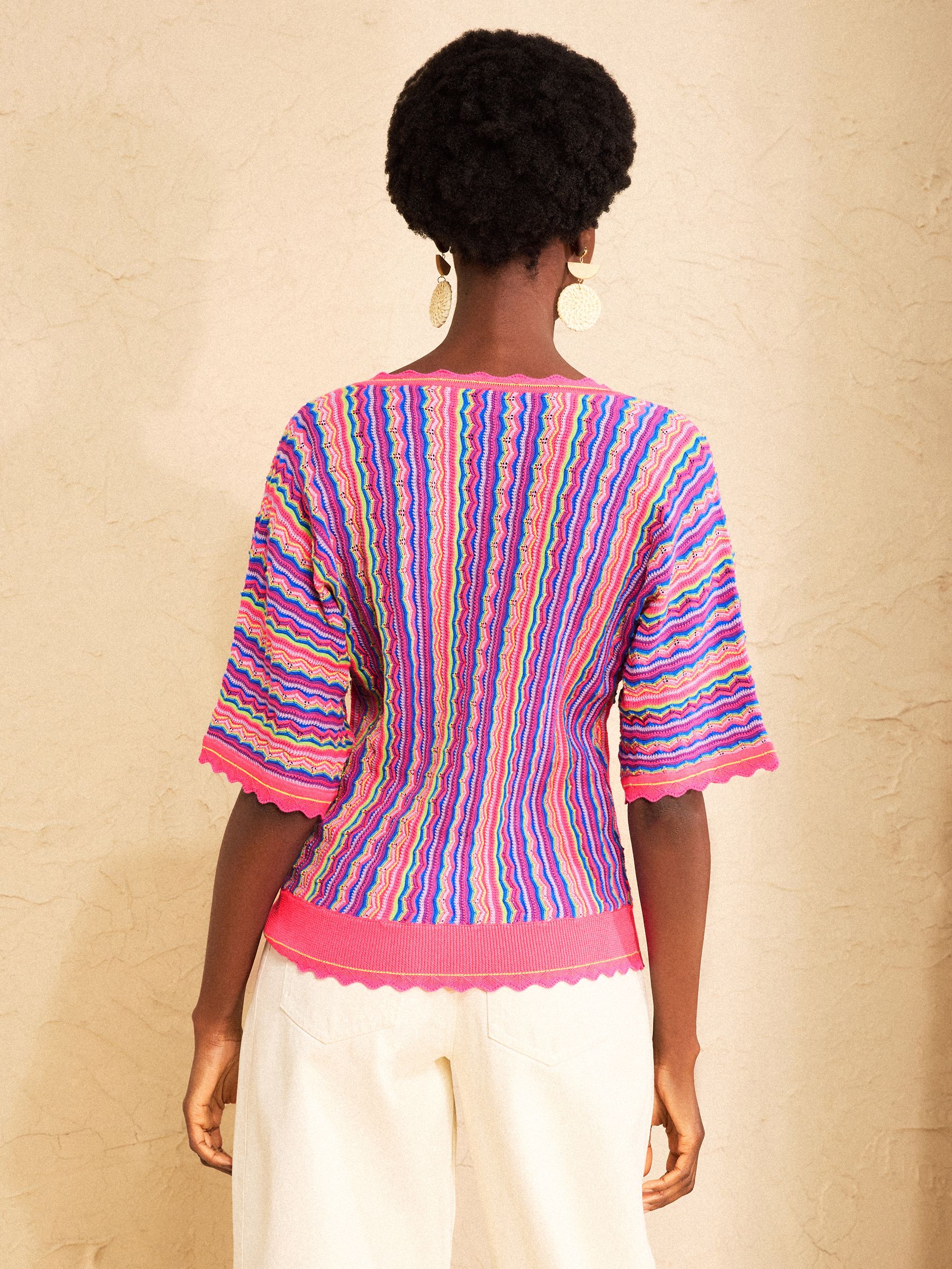 Kopen Love & Roses Short Sleeve Striped Wrap Front Knitted Top van