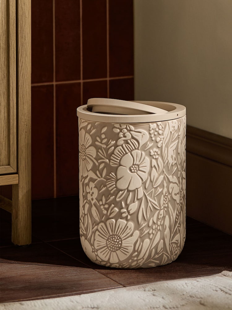 Cream Natural Floral Print Ceramic Bin - Image 2 of 5