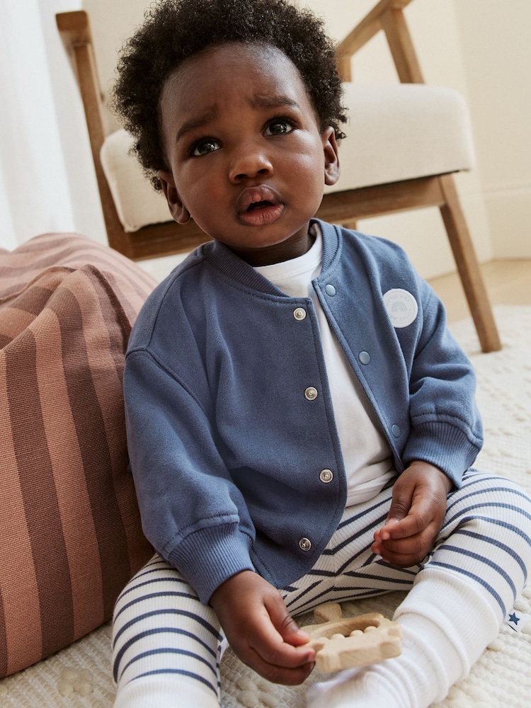 Blue Jersey Jacket, Bodysuit and Leggings Baby Set 3 Piece (0mths-2yrs) - Image 1 of 12