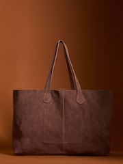 Apricot Brown Soft Suede Everyday Work Tote Bag - Image 1 of 5