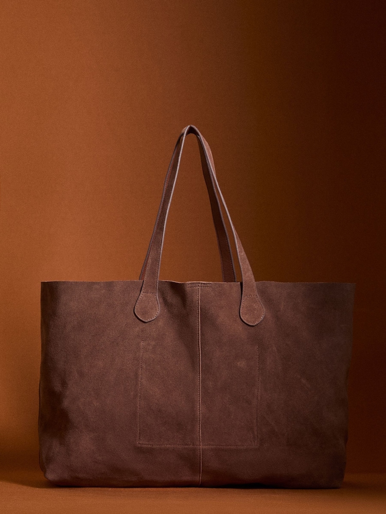 Apricot Brown Soft Suede Everyday Work Tote Bag - Image 1 of 5 Apricot Brown Soft Suede Everyday Work Tote Bag - Image 1 of 5