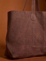 Apricot Brown Soft Suede Everyday Work Tote Bag - Image 2 of 5