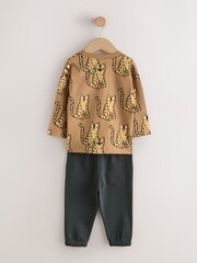 Tan Brown Cheetah Long Sleeve T-Shirt And Joggers Set (3mths-7yrs) - Image 3 of 5