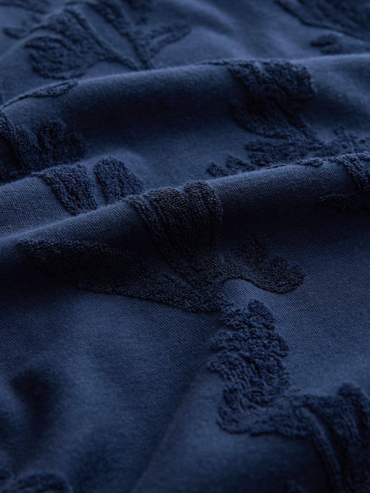 Navy Towelling Textured Short Sleeve Polo Shirt - Image 6 of 6