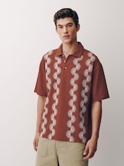 Rust Red Craft Textured Short Sleeve Polo Shirt - Image 1 of 7