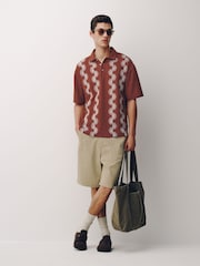 Rust Red Craft Textured Short Sleeve Polo Shirt - Image 2 of 7
