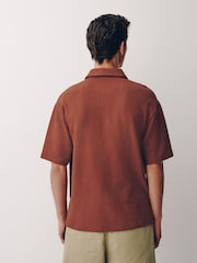 Rust Red Craft Textured Short Sleeve Polo Shirt - Image 3 of 7