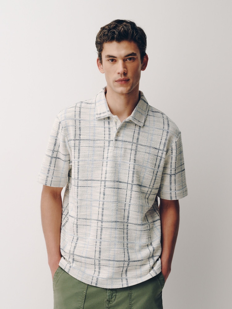 Ecru Craft Textured Short Sleeve Polo Shirt - Image 1 of 7