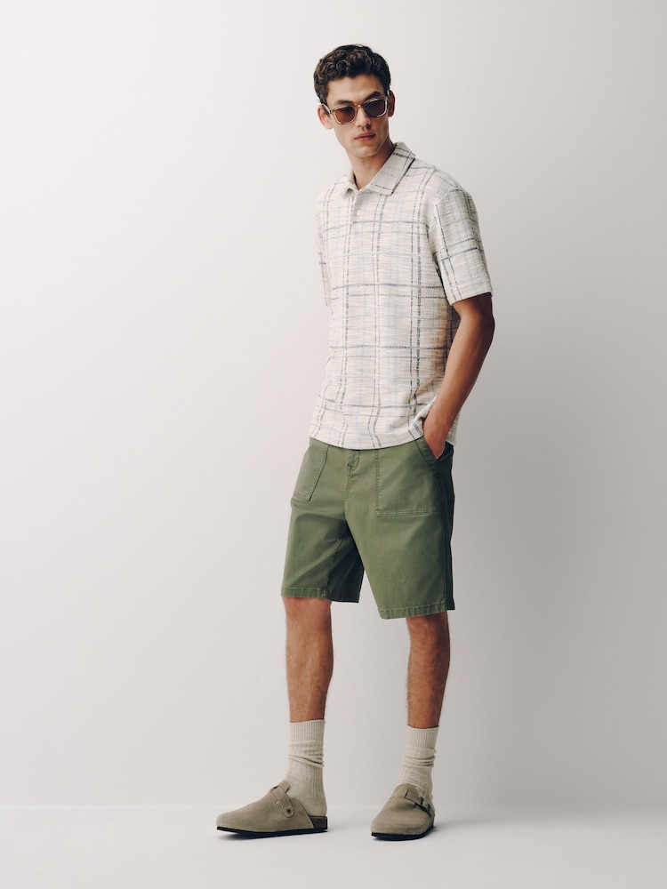Ecru Craft Textured Short Sleeve Polo Shirt - Image 2 of 7