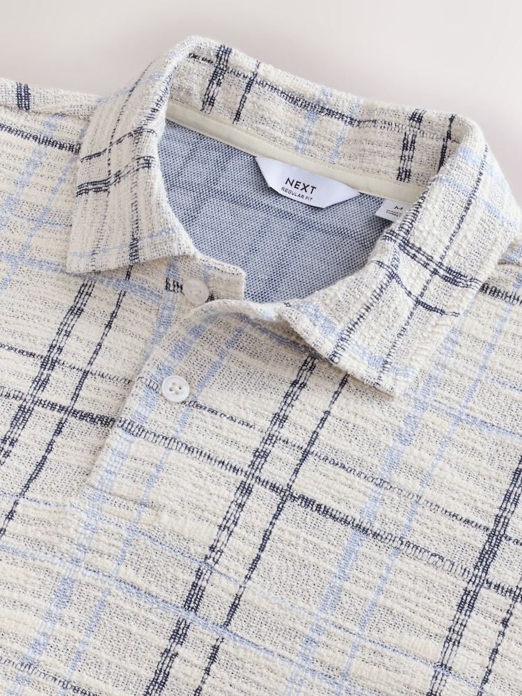 Ecru Craft Textured Short Sleeve Polo Shirt - Image 7 of 7
