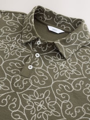 Khaki Green Craft Textured Short Sleeve Polo Shirt - Image 6 of 7