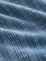 Blue Woven Vertical Stripe Short Sleeve Polo Shirt - Image 7 of 7