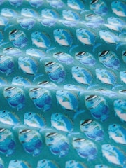 Blue/Green Short Sleeve Button Neck Pattern Polo Shirt - Image 8 of 8